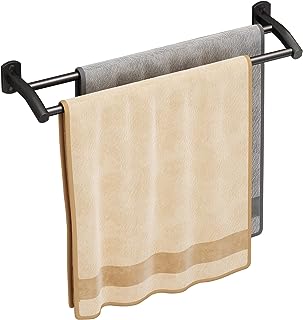 Photo 1 of 20" Towel Holder for Bathroom Wall, Black Towel Bar, Double Towel Racks
