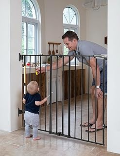 Photo 1 of Babelio 34" Extra Tall Baby/Dog Gate with No Threshold Design Walk Thru Door, 26-43" Auto Close Safety Gate for Babies, Elders and Pets, Fits Doorways, Stairs, and Entryways, Black
