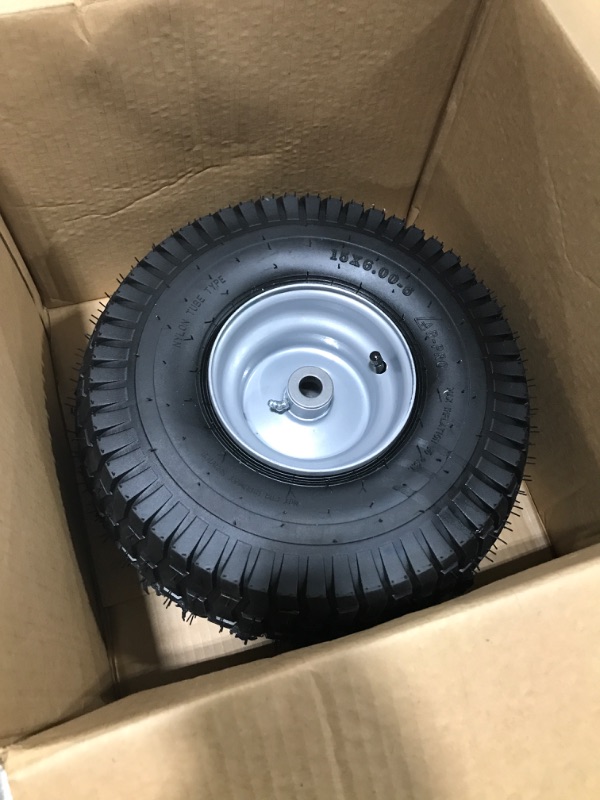 Photo 2 of 5 x 6.00-6 Tire and Wheel Set - for Lawn Tractors with 3” Centered Hub 