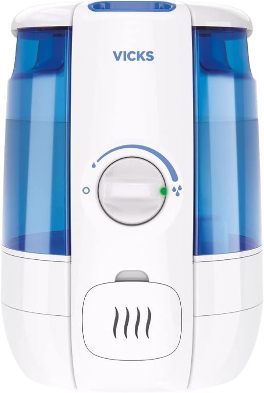 Photo 1 of  Vicks Filter-Free CoolRelief Cool Mist Ultrasonic Humidifier, Medium Room, 1.2 Gallon Tank – Visible, Medicated for Baby, Kids and Adults, Works With Vicks VapoPads and VapoSteam 