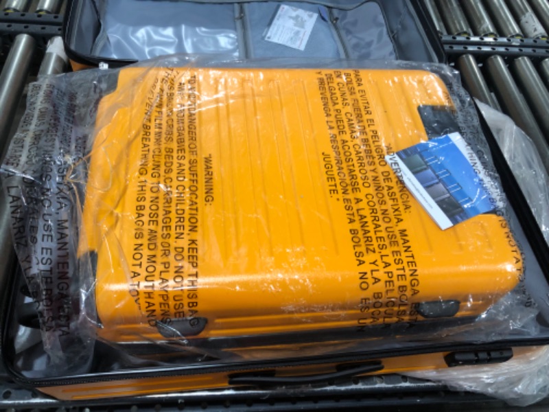 Photo 4 of  TydeCkare 2pcs 20/28" Luggage Set HardShell ABS+PC, 20 Inch 21.65 * 15.35 * 7.87" Carry On Cabin with Front Pocket, 28" Suitcase 101L, YKK Zipper, TSA Lock, Orange 