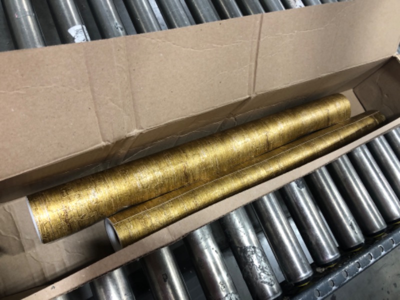 Photo 1 of 2 PACK 24 INCH GOLD TEXTURED WALLPAPER ROLLS