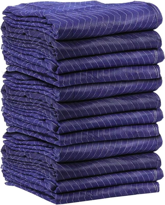 Photo 1 of  US Cargo Control Moving Blankets 72"x80", MBSAVER43 Econo Saver, (43 lb/doz Weight), Professional Quilted Furniture Moving Pads for Packing, Shipping or Cargo Blanket, Blue, 12-Pack 