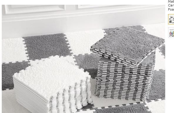 Photo 1 of 11.8 x 11.8 x 0.4 Inches Interlocking Carpet Tiles Plush Puzzle Foam Floor Mat Carpet Squares