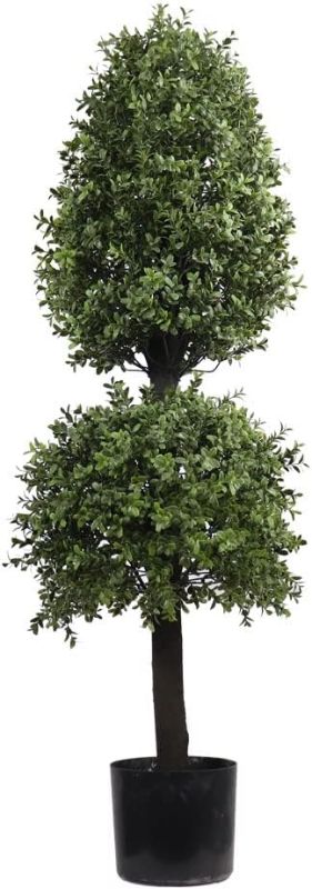 Photo 1 of 4' Artificial Topiary Double Tower Ball Shape Tree for Front Porch Decor Outdoor Plants Potted 1PC 