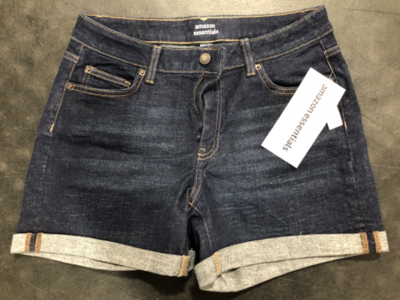 Photo 2 of Amazon Essentials Women's 4" Denim Short 8 Dark Wash