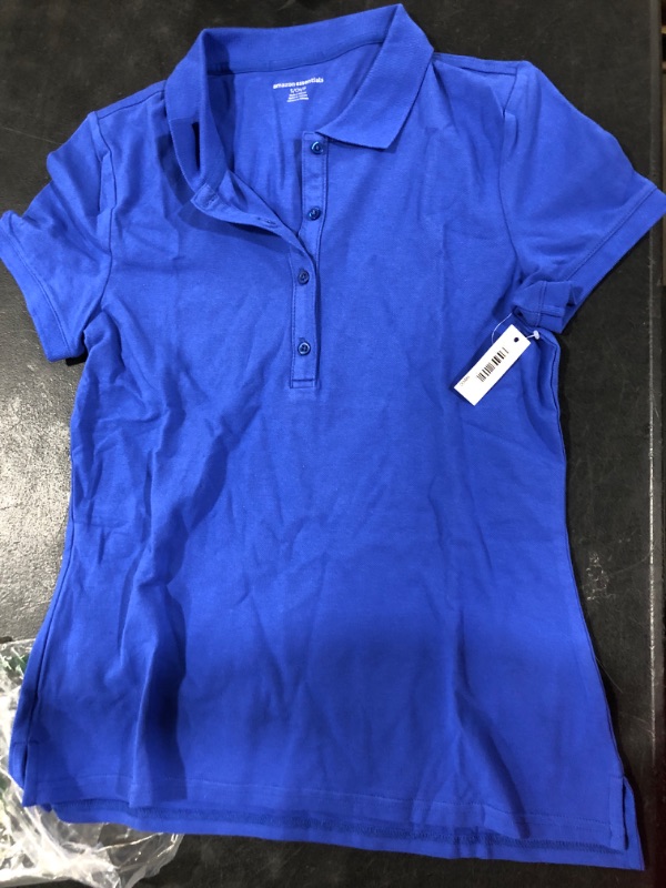 Photo 2 of Amazon Essentials Women's Short-Sleeve Polo Shirt (Available in Plus Size) Small Blue