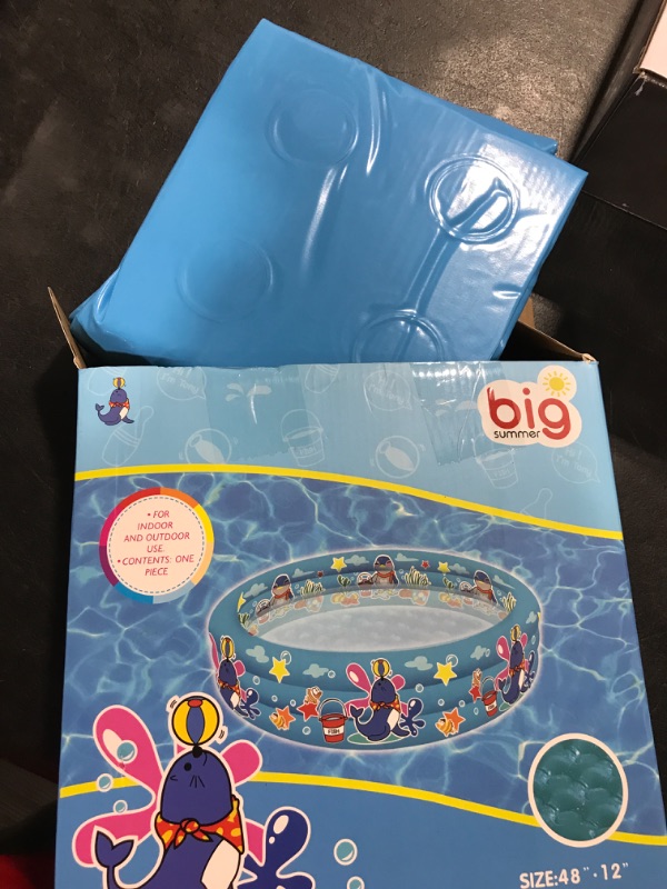 Photo 1 of 3 Rings Kiddie Pool for Toddler, 48”X12”?Kids Swimming Pool, Inflatable Baby Ball Pit Pool, Small Infant Pool (Blue)