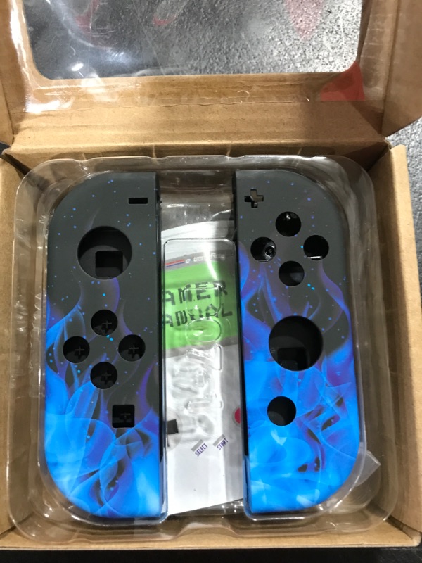 Photo 1 of eXtremeRate Soft Touch Grip Blue Flame Joycon Handheld Controller Housing w/Full Set Buttons, DIY Replacement Shell Case for Nintendo Switch & Switch OLED Model Joy-Con – Console JoyCon NOT Included