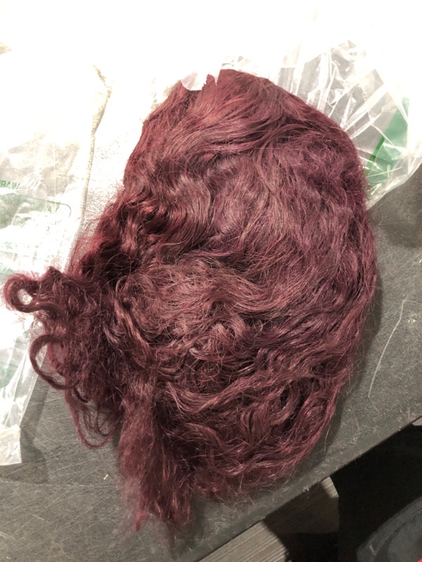 Photo 3 of XZZ Dark Burgundy Lace Front Wigs Human Hair 13x4 Purple Deep Wave Frontal Wig Human Hair HD Lace Curly Wigs for Women Pre Plucked with Baby Hair Curly Lace Front Wig Human Hair 150% Density 26 Inch 26 Inch Dark Purple Curly