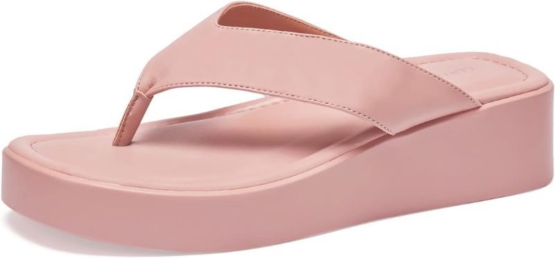 Photo 1 of CentroPoint Women's T-strap Thong Platform Sandals Fashion Light weight Wedge Flip Flops Slip On Memory Foam Slides Size 7