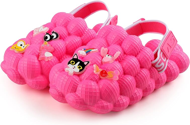 Photo 1 of Bubble Slides for Kids with Shoe Charms, Boys Girls Cute Lychee Golfball Slides Sandals, Non-Slip Thick Sole Massage Bubble Slippers, House Shower Beach Sandals, Adjustable Elastic Band Girls Sandals 25
