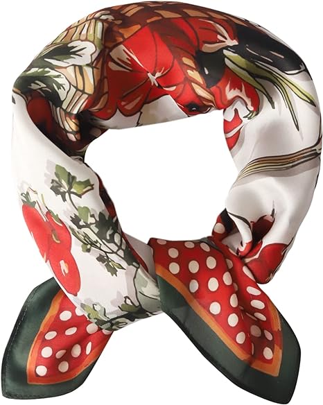 Photo 1 of EXTREE Fashion Silky Satin Headscarf for Women Girls: Exquisite Pattern Lightweight Silk Graceful Scarfs 27.6 x 27.6 inches