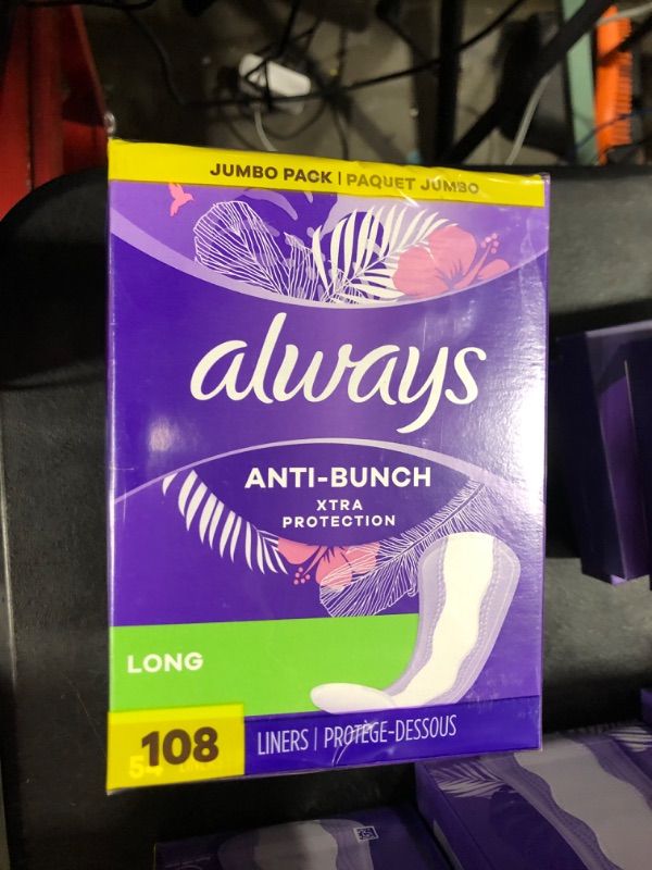 Photo 2 of Always Anti-Bunch Xtra Protection Daily Liners Long Unscented, Anti Bunch Helps You Feel Comfortable, 108 Count Long (108ct)