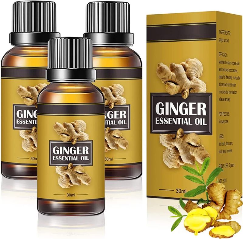 Photo 1 of (30ML X 3PCS) Big Bottle Ginger Essential Oil,Belly Drainage Ginger Oil, Belly Off Massage Oil ?Ginger Oil Massage Liquid (30ML X 3PCS)