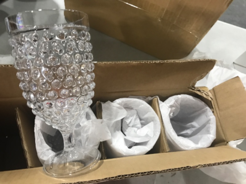 Photo 2 of Amazon Basics Tritan Hobnail Texture Footed Iced Tea Glasses - 17-Ounce,Plastic, Set of 4