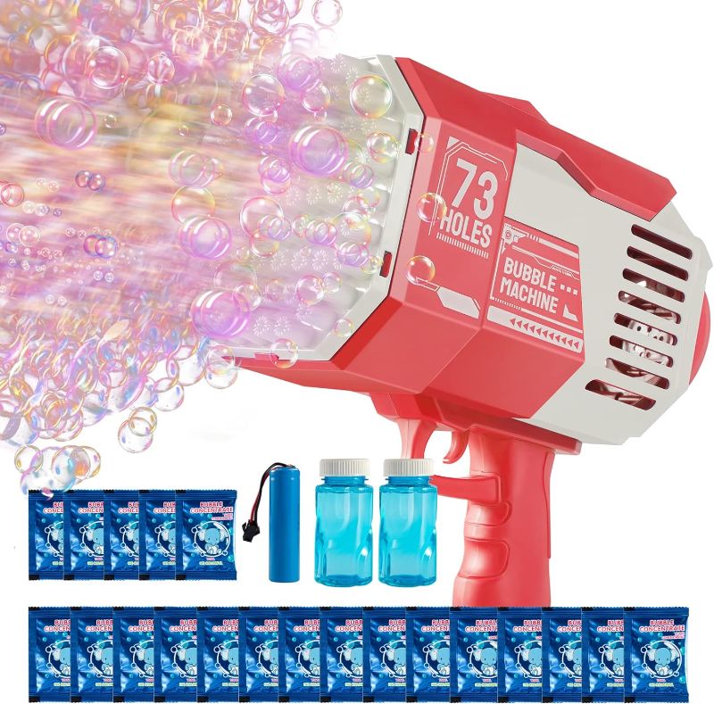 Photo 1 of Bubble Machine Gun, Bubble Gun Blaster, Bazooka Bubble Blower for Toddlers Boys Girls Age 3 4 5 6 7 8 9 10 Years Old, Fun Summer Outdoor Toy Gifts for Children Adult Birthday Wedding Party 