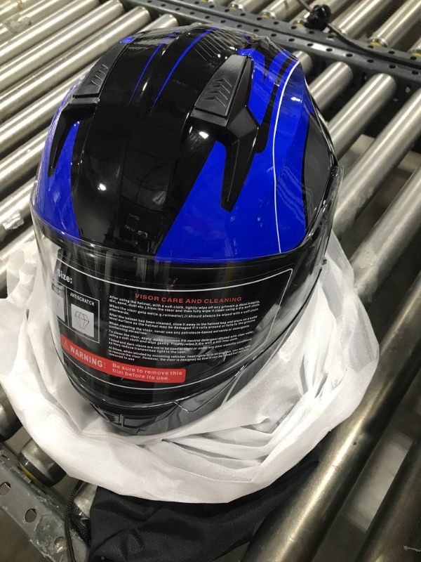 Photo 2 of AHR Motorcycle Helmet Dual Visor Modular Flip up Full Face Helmet DOT Approved - AHR Helmet Run-M1 & M3 for Adult Motorbike Street Bike Moped Racing M3 - Black Blue Medium