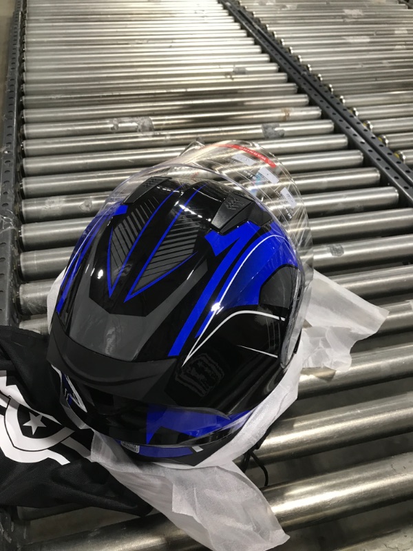 Photo 3 of AHR Motorcycle Helmet Dual Visor Modular Flip up Full Face Helmet DOT Approved - AHR Helmet Run-M1 & M3 for Adult Motorbike Street Bike Moped Racing M3 - Black Blue Medium