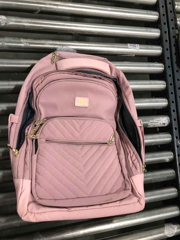Photo 1 of MATEIN Rolling Backpack for Women, 17 Inch Travel Laptop Backpacks with Wheels, Waterproof Large Carry On Business Luggage Roller Backpack, Trolley Suitcase Overnight College Work Computer Bag, Pink