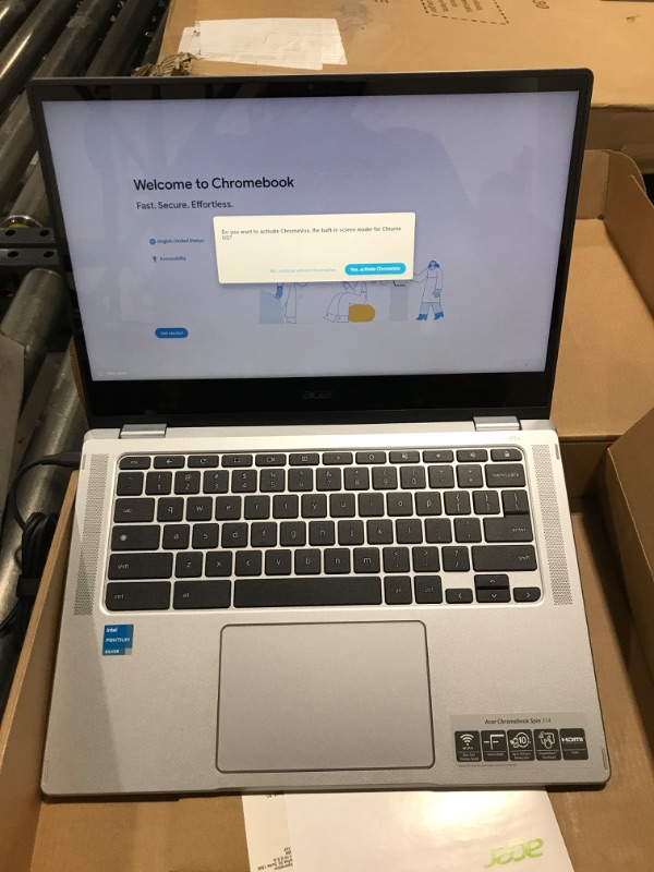 Photo 2 of Acer Chromebook Spin CP314-1H-P9G7, Intel Pentium Silver N6000, 14' HD IPS Gorilla Glass Touch Dis, 4GB LPDDR4X, 128GB eMMC, Intel Wi-Fi 6 AX201-Acer Black M501 Wireless Mouse Bundle 4GB / 128GB / 14" HD