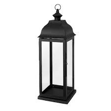 Photo 1 of 22 in. Traditional Black Steel Outdoor Patio Lantern
