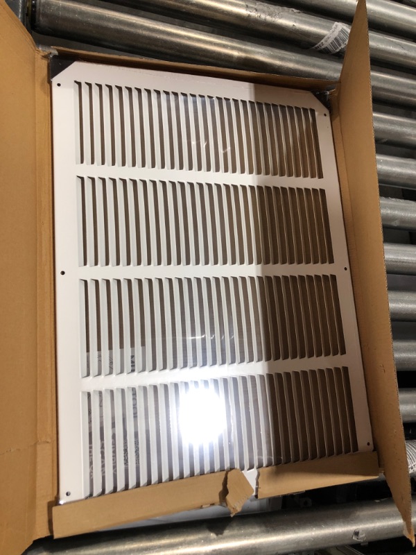 Photo 2 of 20"w X 14"h Steel Return Air Grilles - Sidewall and Ceiling - HVAC Duct Cover - White [Outer Dimensions: 21.75"w X 15.75"h] 20 X 14 White