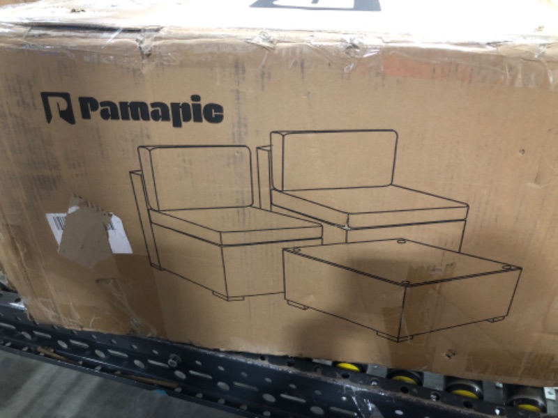 Photo 2 of "FOR PARTS ONLY BOX 2 OF 3"  Pamapic Patio Furniture Set Black Rattan(Beige Cushions)