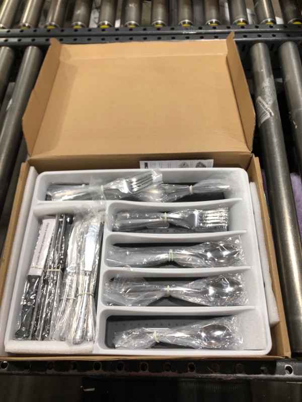 Photo 1 of 49-Piece Silverware Set with Organizer, Heavy Duty Stainless Steel Flatware for 8, Cutlery Utensil Sets with Steak Knives, Rust-proof, Mirror Polished, Dishwasher Safe