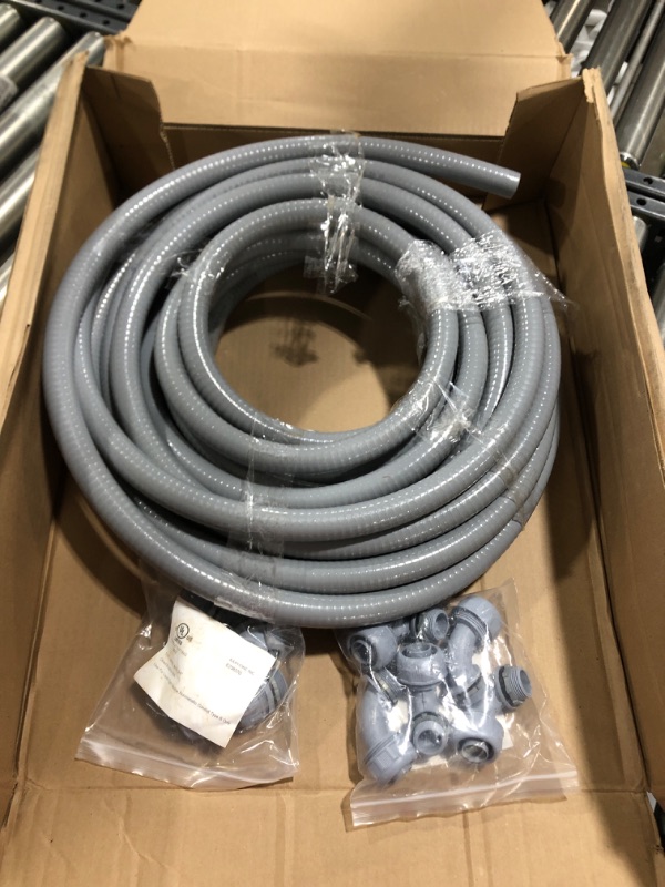 Photo 2 of 3/4inch 50ft Electrical Conduit Kit,with 5 Straight and 3 Angle Fittings Included,Flexible Non Metallic Liquid Tight Electrical Conduit(3/4" Dia, 50 Feet)
