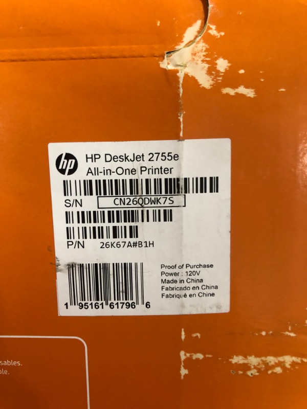 Photo 4 of HP DeskJet 2755e Wireless Color All-in-One Printer  (26K67A), white