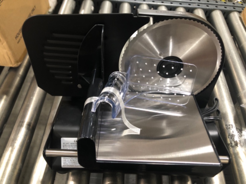 Photo 2 of 200W Meat Slicer with Two 7.5” Blades & One Stainless Steel Tray for Home Use, Electric Deli Food Slicer with “Upgrade” Big Thickness Knob (0-15mm) Cut Meat Cheese Bread, Easy to Clean