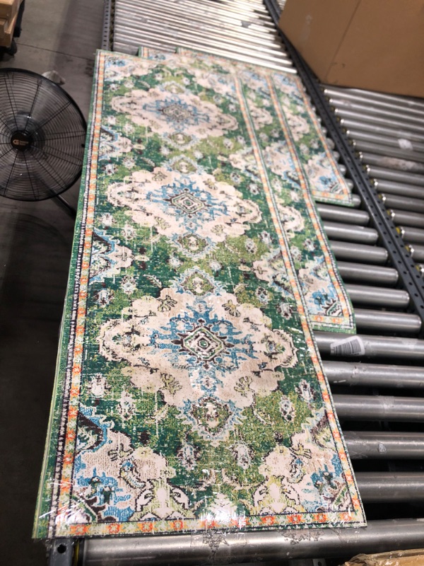 Photo 2 of Madison Green/Light Blue Rug 20"x58"/20"x46"/20"x31"