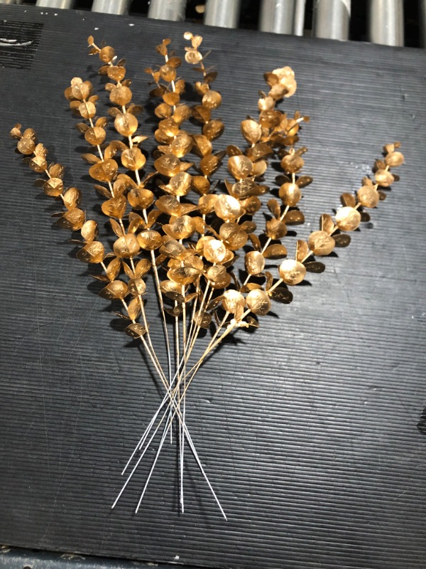 Photo 1 of 10Pc Gold Eucalyptus High Quality Artificial Leaves Flower Leaf For Wedding Home
