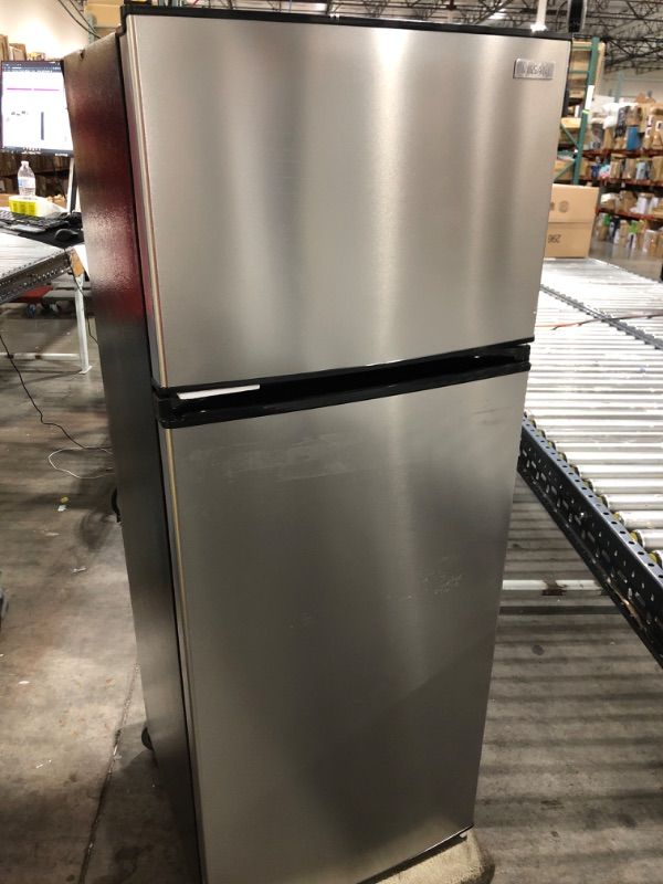Photo 2 of 7.1 cu. ft. Top Freezer Refrigerator in Stainless Steel Look