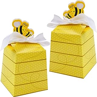 Photo 1 of CZWESTC 30 Pcs Bee Candy Boxes, Bee Party Favor Boxes, Treat Boxes Paper Beehive Gift Box, for Bee Party Decoration Bee Birthday Baby Shower Favors Supplies (B09KTFNHWG)
