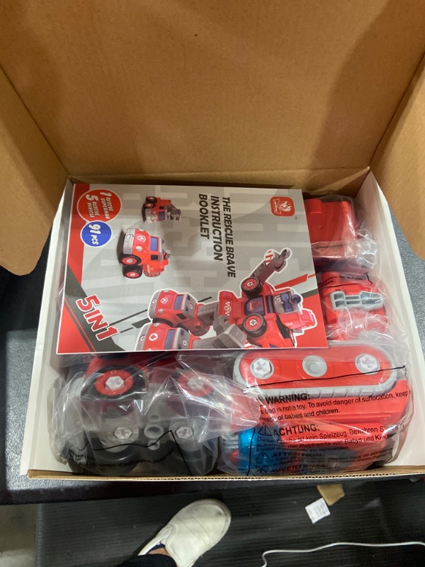 Photo 2 of Firetruck Transformer for Boys Kids 3-5 Years Old, 5 in 1 Building Set Toy Robot Toy for Toddler Ages 3 4 5 6 7 8 STEM Construction Take Apart Toys Christmas Birthday Gift for Kids 4-8 Yr Boys Girls