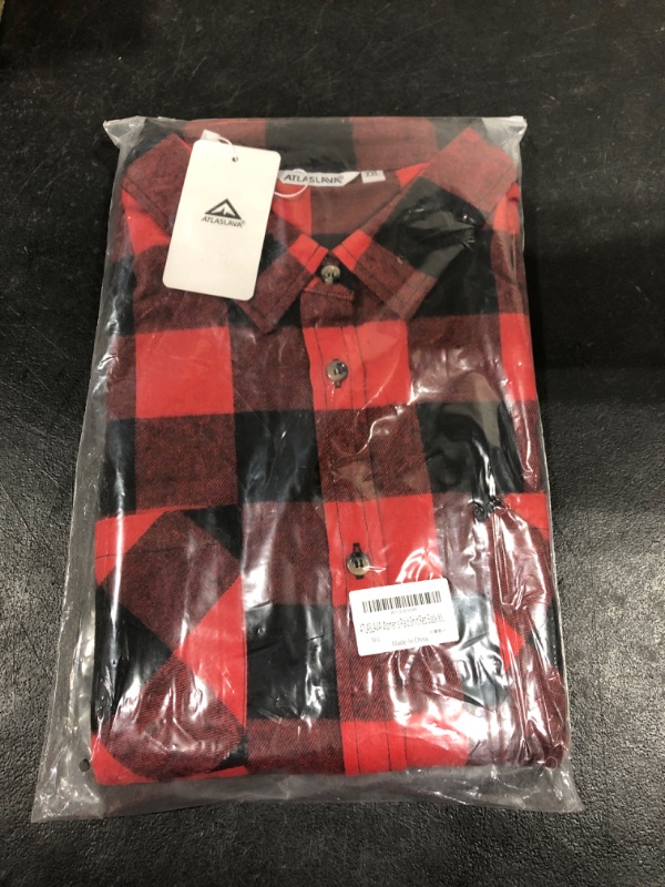 Photo 2 of ATLASLAVA Women's Classic Plaid Shirt Button Down Business Flannel Blouse Oversized Shirts Long Sleeve Tops XX-Large Red and Black