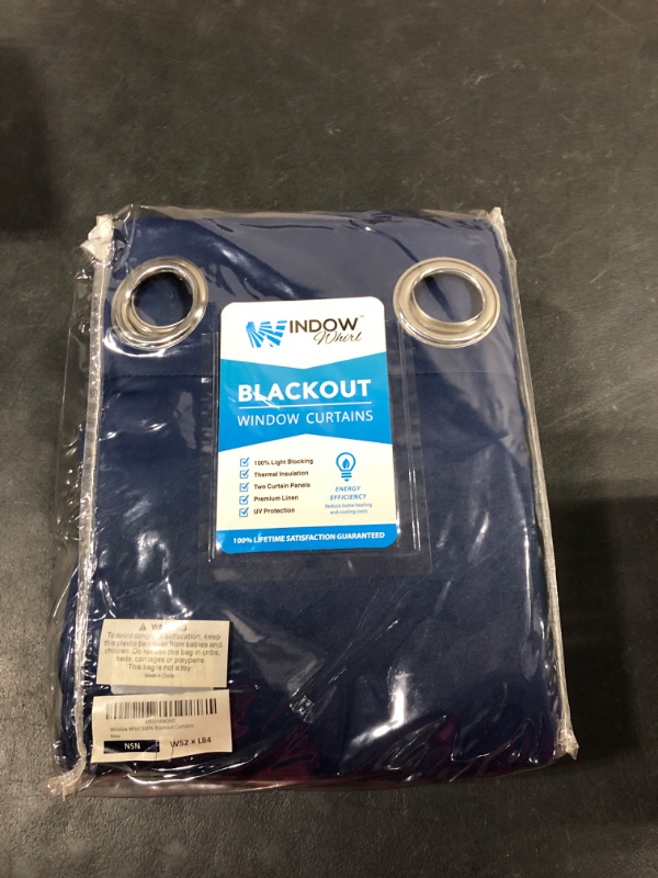 Photo 2 of 100% Blackout Window Curtains: Room Darkening Thermal Window Treatment with Light Blocking Black Liner for Bedroom, Nursery and Day Sleep - 2 Pack of Drapes, Night Sky Navy (45” Drop x 42” Wide Each) Night Sky Navy W42 x L45