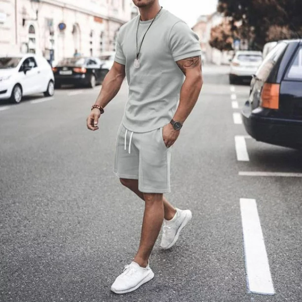 Photo 1 of BUXKR Men's Casual Active Tracksuits Short Sleeve and Shorts Two Piece, Summer Fashion Mens Sweatsuits  SIZE M 