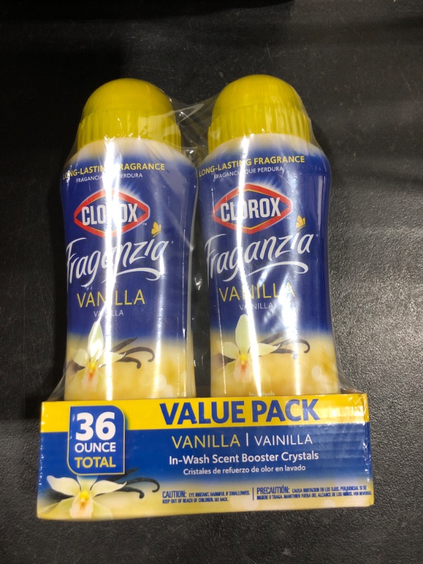 Photo 2 of Clorox Fraganzia In-Wash Scent Booster Crystals in Vanilla Scent, 18oz Twin Pack | Laundry Scent Booster Crystals | In-wash Scent Booster for Fresh Laundry in Vanilla Scent, 36 Ounces Total Vanilla 18 Ounce (Pack of 2)