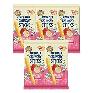 Photo 1 of Earth's Best Organic Baby Food, Dissolvable Teething Food for Babies 6 Months and Older, Strawberry Banana Teething Snack, .56 oz Pack (Pack of 5) BB 09.13.23