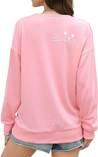 Photo 1 of Cat Mom Sweatshirts Women Long Sleeve Shirt Funny Mama Letter Print Pullover Blouse SIZE  2XL 