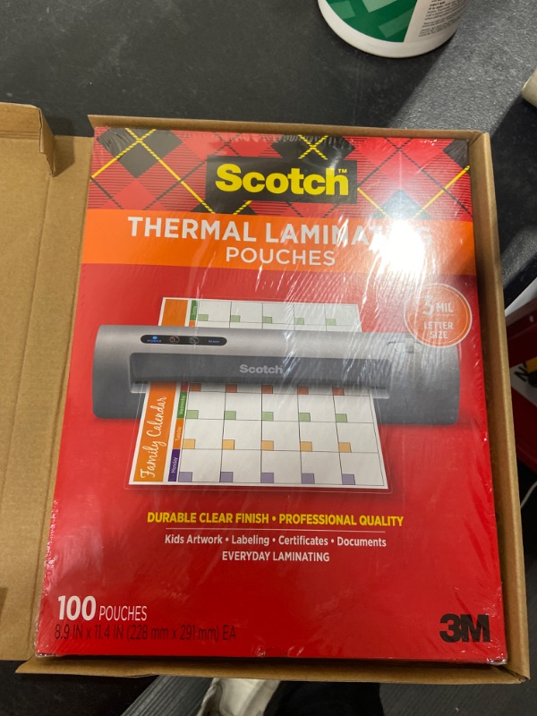 Photo 2 of Scotch 11-1/2 in. x 9 in. Letter Size Thermal Laminating Pouches (100 Per Pack)