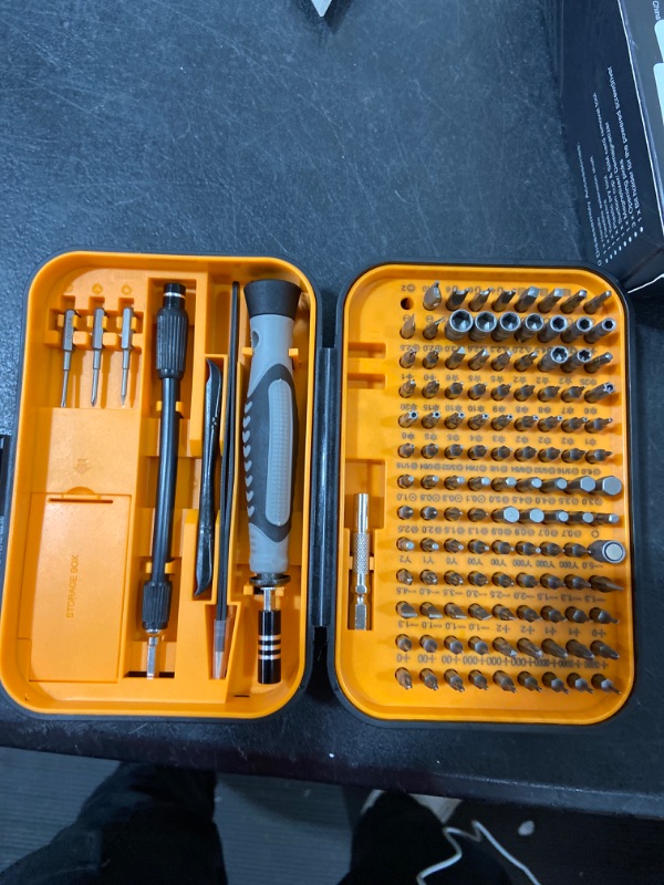 Photo 2 of RARTOP Upgraded Precision Screwdriver Set, 130 in 1 with 120 bits Repair Tool Kit, Magnetic Screwdriver Set with mini built-in box for Electronics iPhone Jewelers Game Console Passion Orange