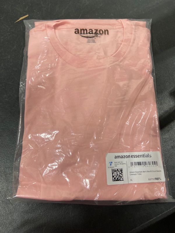 Photo 1 of Amazon Essentials Men's Slim-Fit Short-Sleeve Crewneck T-Shirt, Pack of 2 X-Large Light Pink No Pocket