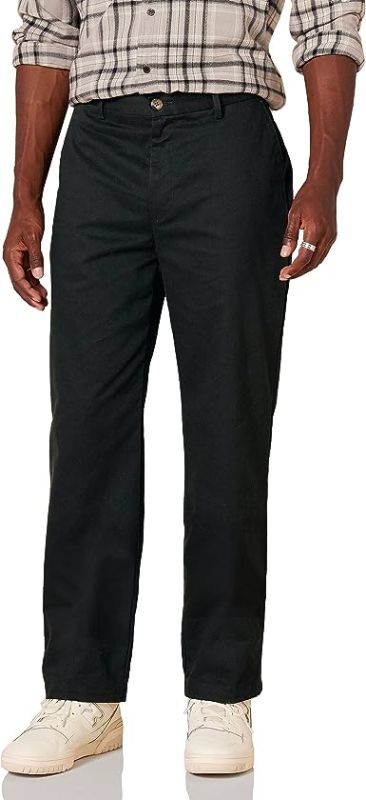 Photo 1 of Amazon Essentials Men's Classic-Fit Wrinkle-Resistant Flat-Front Chino Pant (Available in Big & Tall), Black, 36w 32l 