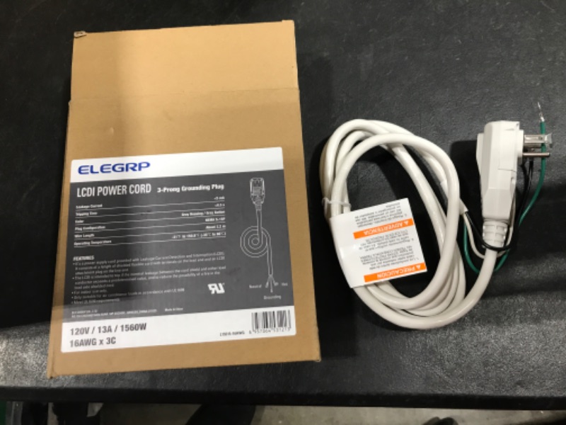 Photo 2 of ELEGRP 0651513LY L15515 16AWG LCDI Power Cord Plug for A/C Air Conditioner, E250451 UL Certified, 7.5FT Leakage Current Detection Interrupter Replacement, 120VAC 13Amp 1560W 60Hz NEMA 5-15P (1 Pack) LCDI Plug