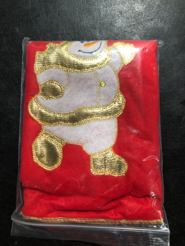 Photo 2 of 36" Red Non-Woven Christmas Tree Skirt with Snowman & Edge- Red #4. Red