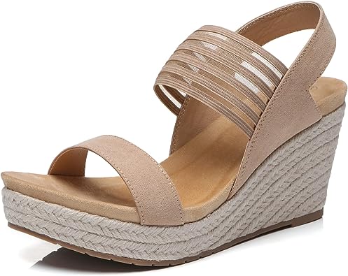 Photo 1 of Athlefit Women's Wedge Sandals Ankle Strap Open Toe Espadrille Platform Sandals SIZE 8